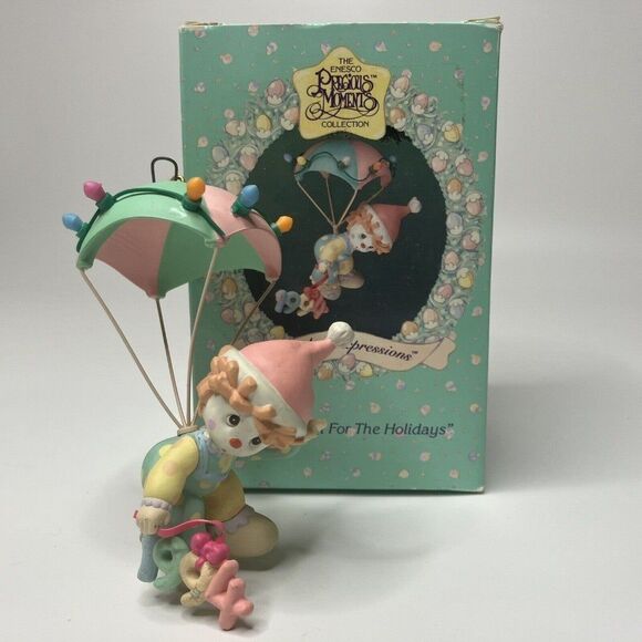 Enesco Precious Moments Ornament Dropping In For The Holidays Clown Parachute - Picture 2 of 10